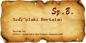 Széplaki Bertalan névjegykártya
